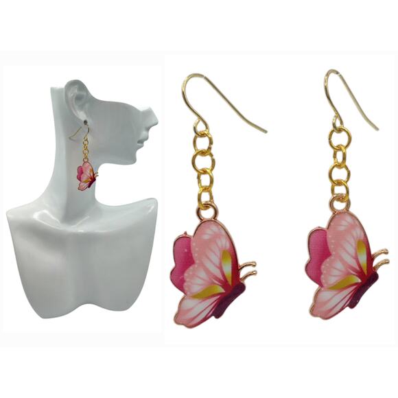 Whimsical Butterfly Dangle Earrings – Boho Festival Everyday Jewelry - Picture 3 of 4